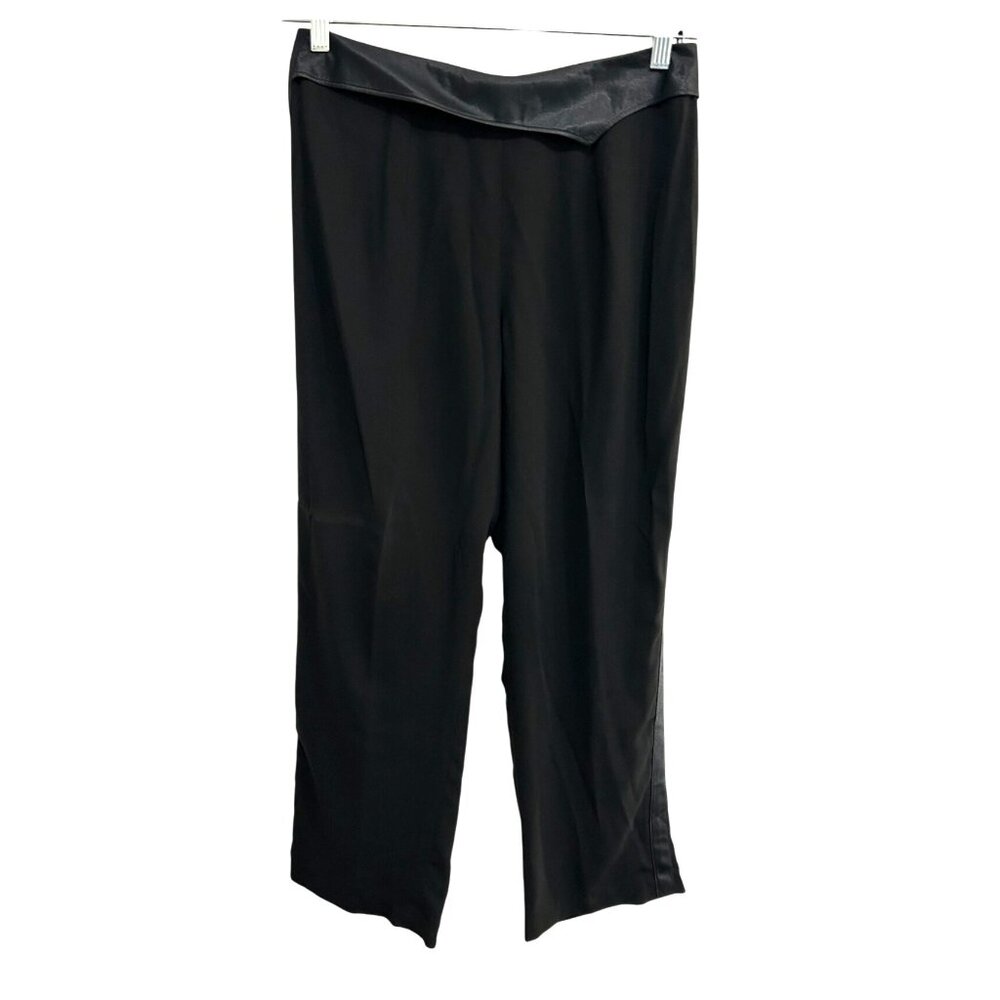 Lshell Womens Black Satin Trim Silk Dress Pants Size Medium